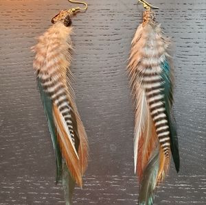Handmade Natural Feathers Boho Earrings
